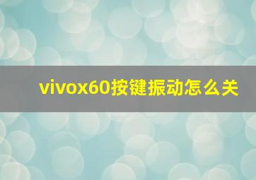 vivox60按键振动怎么关