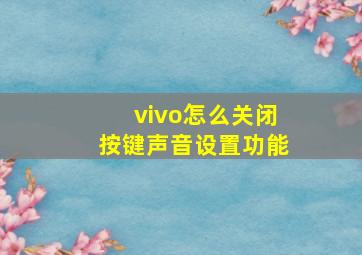 vivo怎么关闭按键声音设置功能