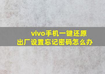 vivo手机一键还原出厂设置忘记密码怎么办