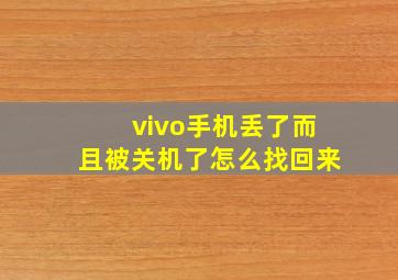 vivo手机丢了而且被关机了怎么找回来