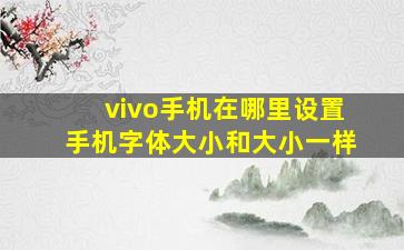 vivo手机在哪里设置手机字体大小和大小一样