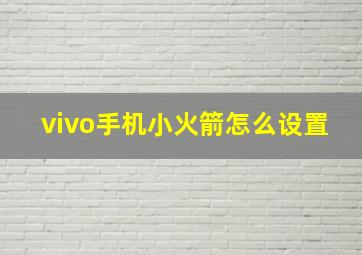 vivo手机小火箭怎么设置