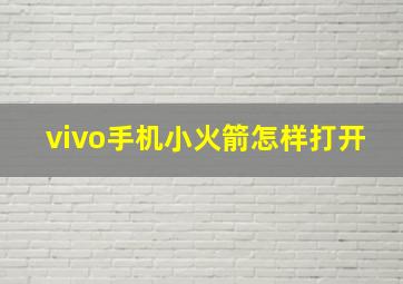 vivo手机小火箭怎样打开