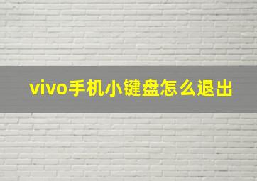 vivo手机小键盘怎么退出