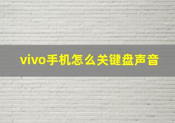 vivo手机怎么关键盘声音