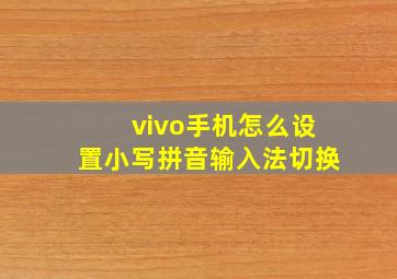 vivo手机怎么设置小写拼音输入法切换