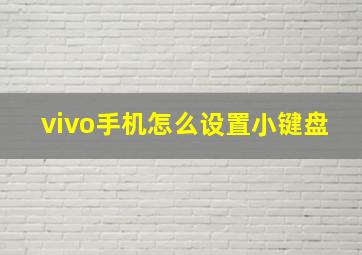 vivo手机怎么设置小键盘