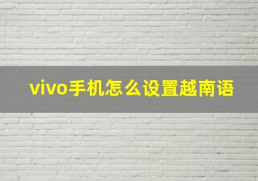 vivo手机怎么设置越南语