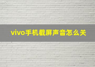 vivo手机截屏声音怎么关