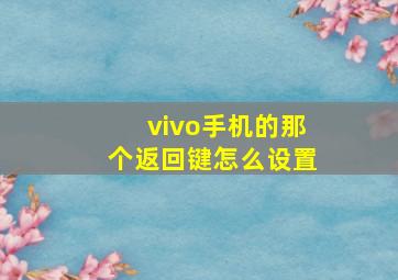 vivo手机的那个返回键怎么设置