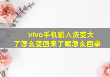 vivo手机输入法变大了怎么变回来了呢怎么回事