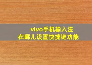 vivo手机输入法在哪儿设置快捷键功能