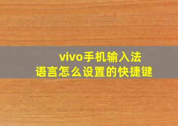 vivo手机输入法语言怎么设置的快捷键