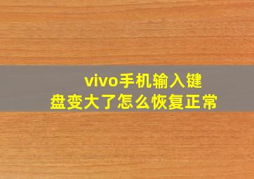 vivo手机输入键盘变大了怎么恢复正常