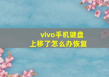 vivo手机键盘上移了怎么办恢复