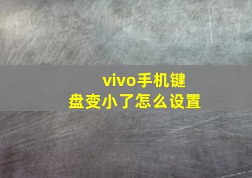 vivo手机键盘变小了怎么设置