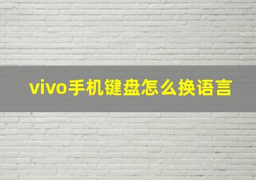 vivo手机键盘怎么换语言