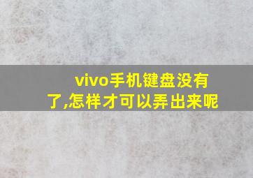 vivo手机键盘没有了,怎样才可以弄出来呢