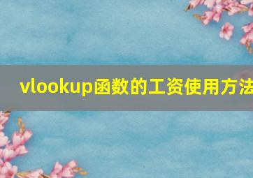 vlookup函数的工资使用方法