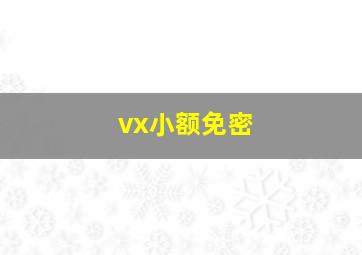 vx小额免密