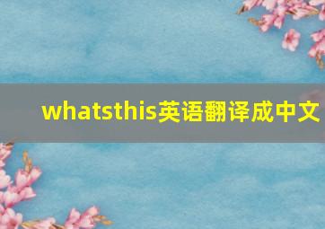 whatsthis英语翻译成中文