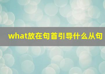 what放在句首引导什么从句