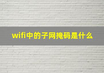 wifi中的子网掩码是什么