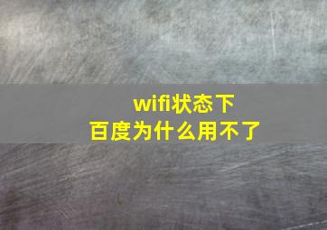 wifi状态下百度为什么用不了