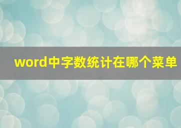 word中字数统计在哪个菜单