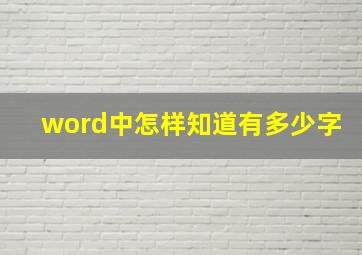 word中怎样知道有多少字