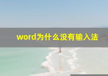 word为什么没有输入法