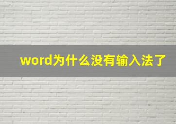 word为什么没有输入法了