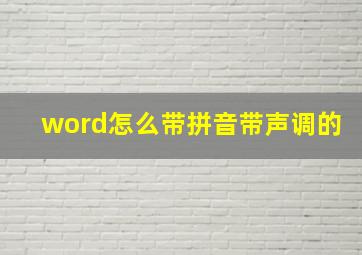 word怎么带拼音带声调的