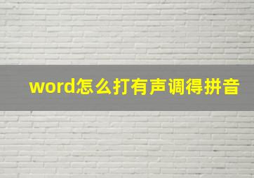 word怎么打有声调得拼音