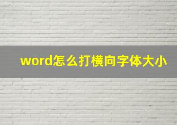 word怎么打横向字体大小