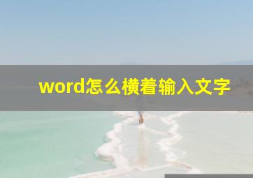 word怎么横着输入文字