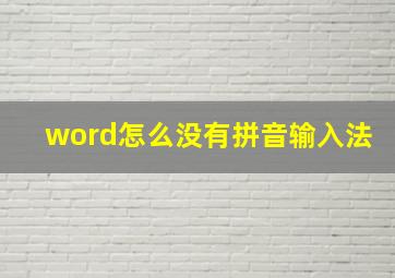 word怎么没有拼音输入法