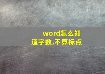 word怎么知道字数,不算标点