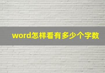 word怎样看有多少个字数