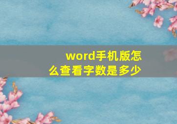 word手机版怎么查看字数是多少