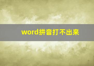 word拼音打不出来