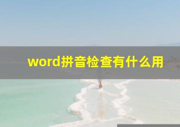 word拼音检查有什么用