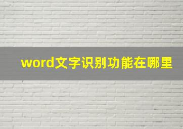 word文字识别功能在哪里