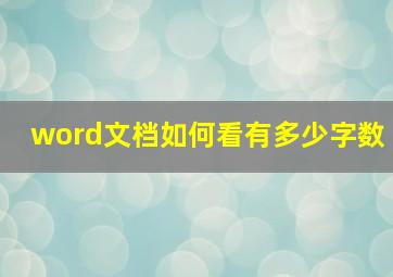 word文档如何看有多少字数