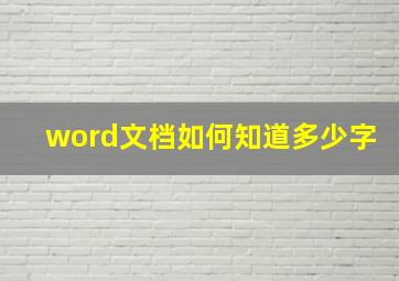 word文档如何知道多少字