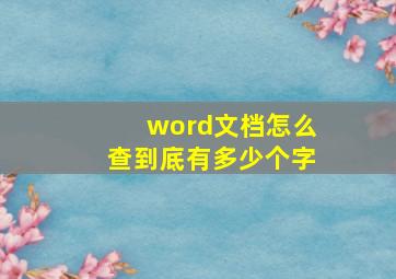 word文档怎么查到底有多少个字