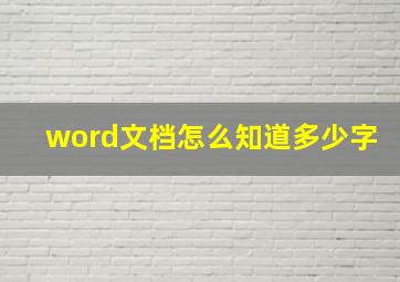 word文档怎么知道多少字