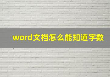 word文档怎么能知道字数