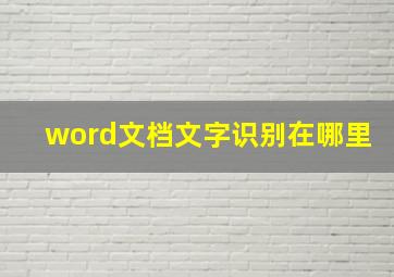 word文档文字识别在哪里