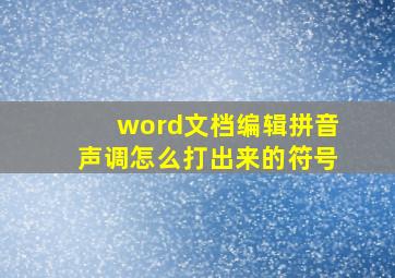 word文档编辑拼音声调怎么打出来的符号